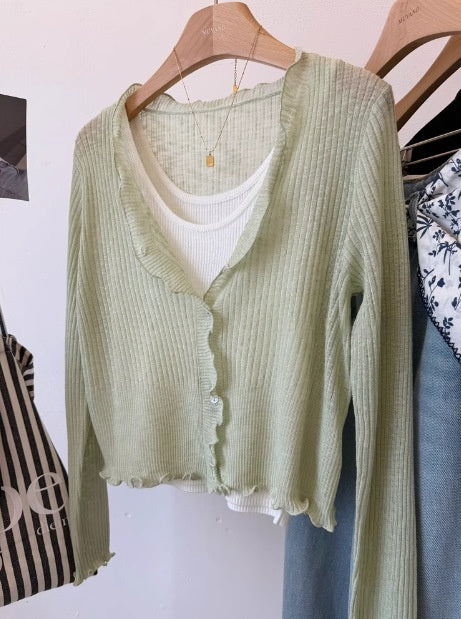 Women's Ruffled-edge Thin Casual Cardigan