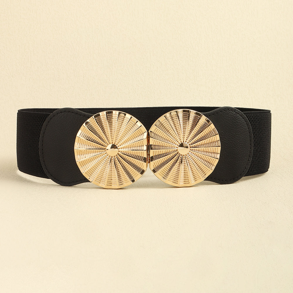 Women's Wide Belt with elastic metal circle detail