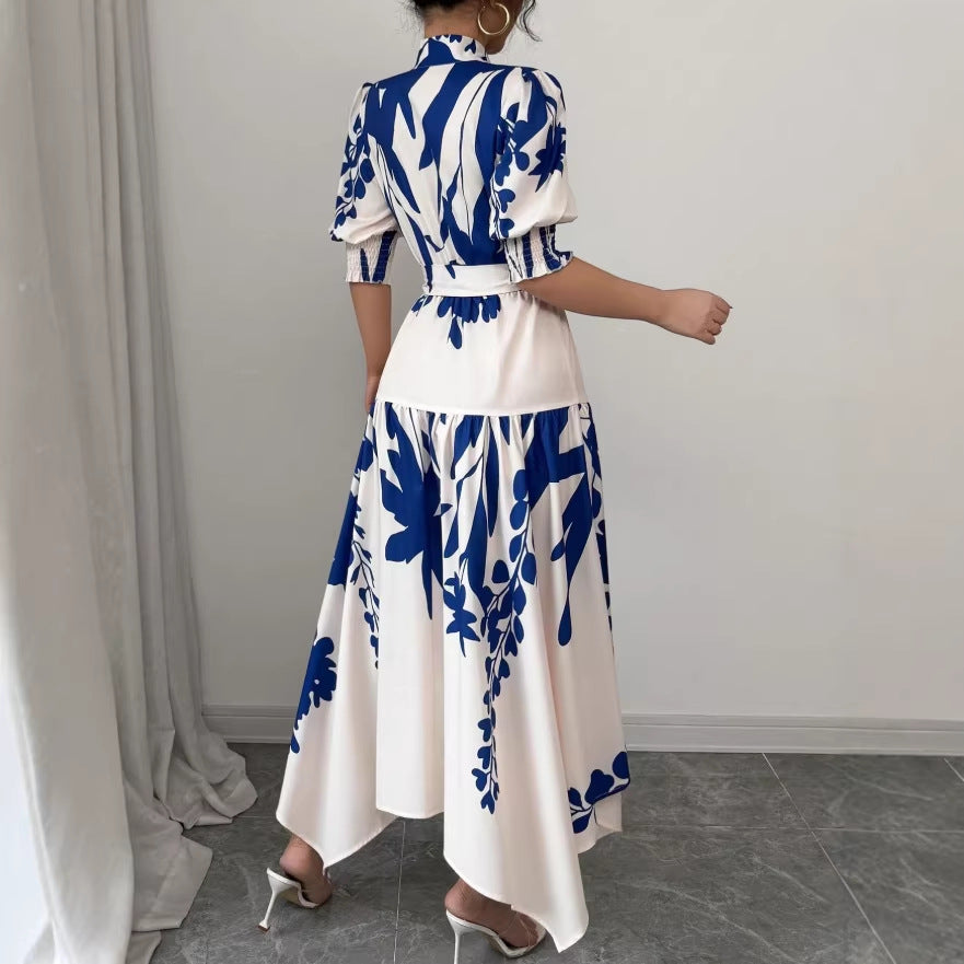Women's Casual V-Neck All-Match Printed Dress