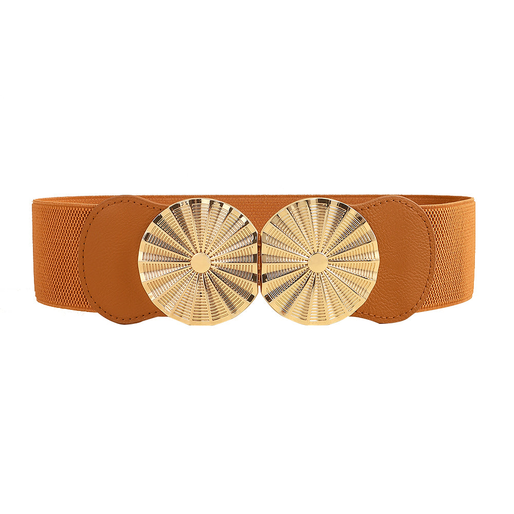 Women's Wide Belt with elastic metal circle detail