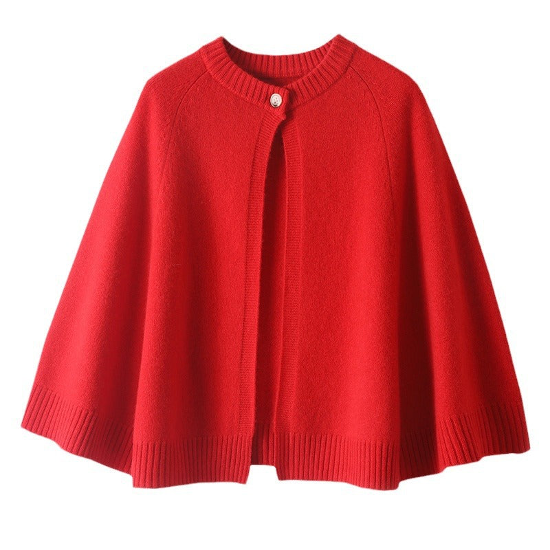 Wool Large Cape Warm Knitted Outerwear Cloak Shawl