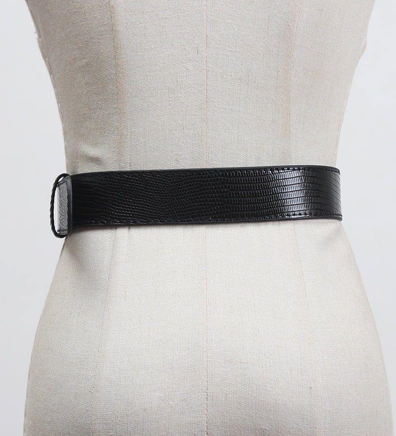 Leather Waist Belt with fashion stitching and zipper design