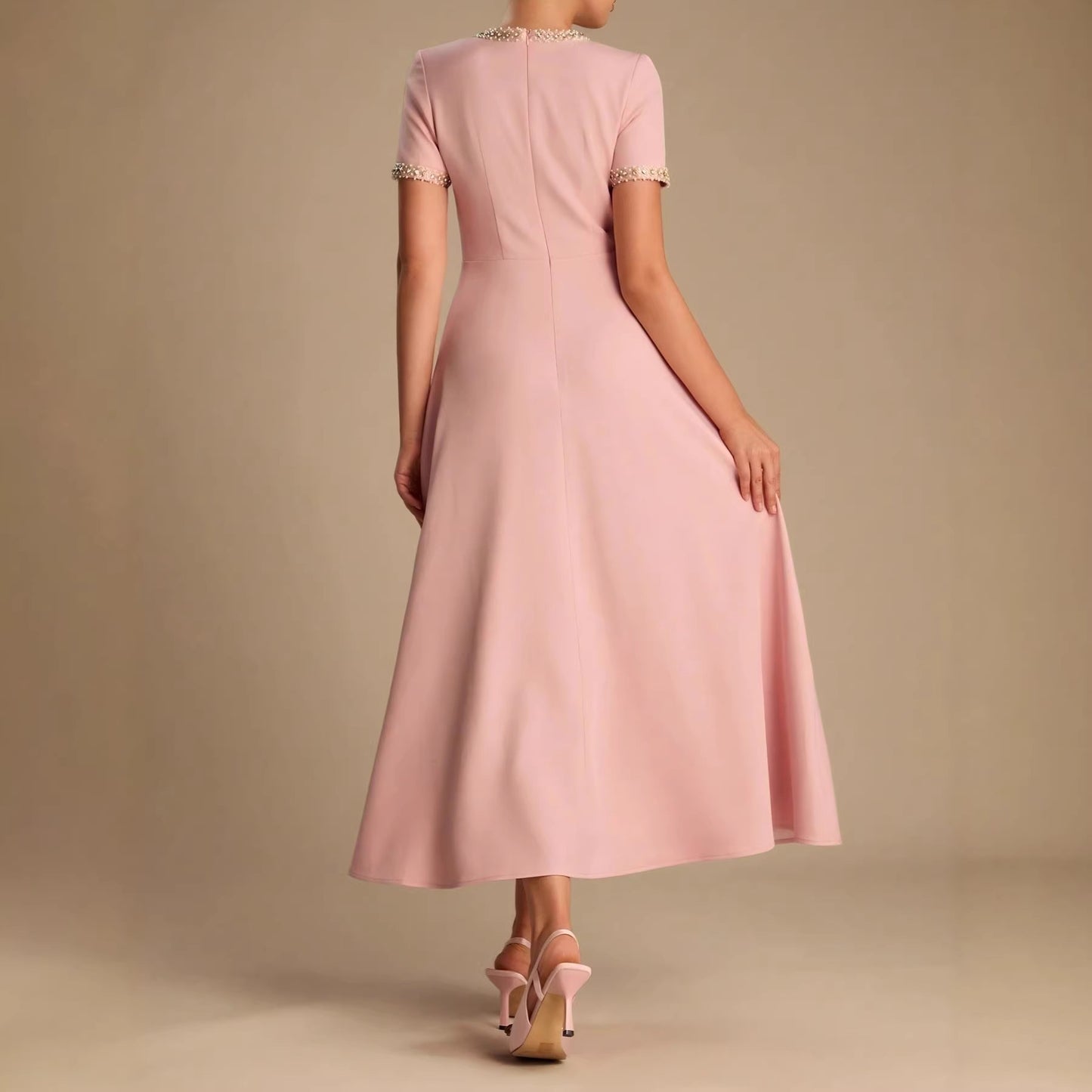 Womens Bow-Knot Short-Sleeve Casual Dress