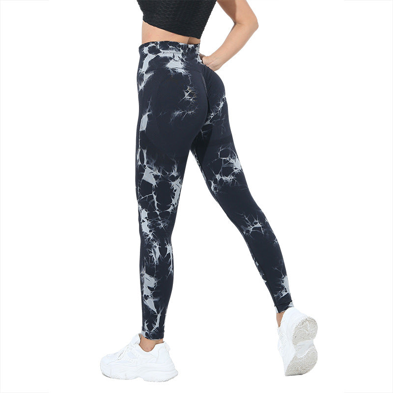 European And American-style Tie-dye Seamless Yoga Pants