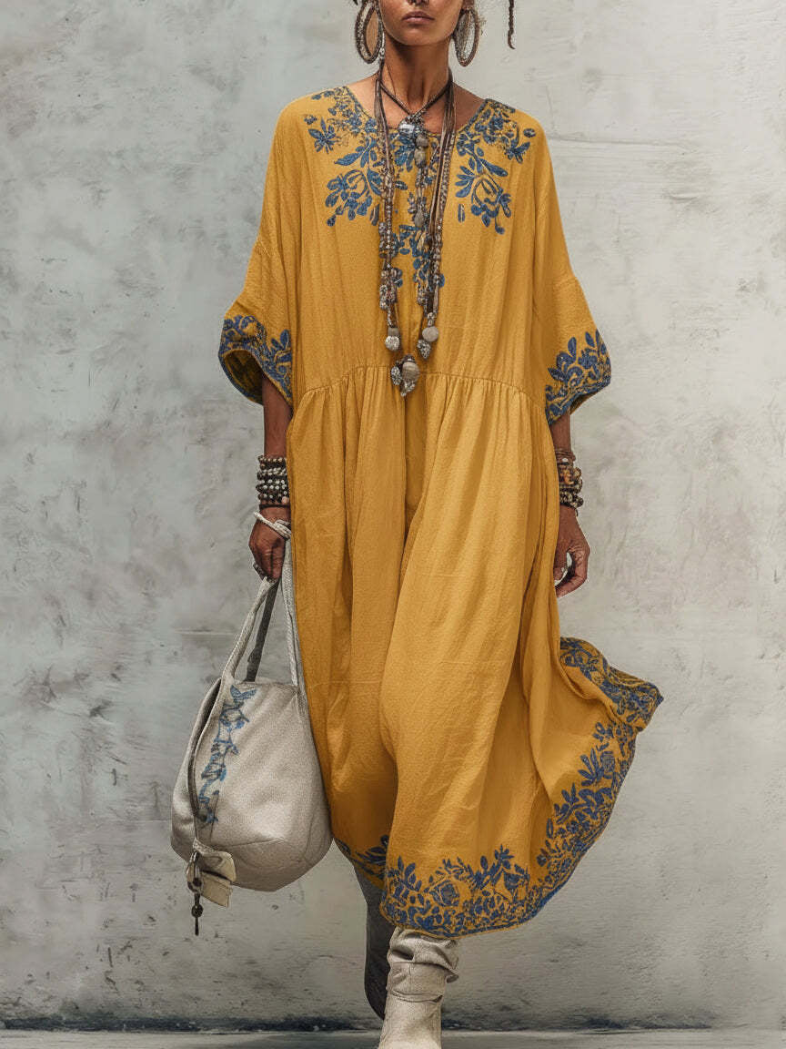 Elegant High-end Round-neck Printed Dress