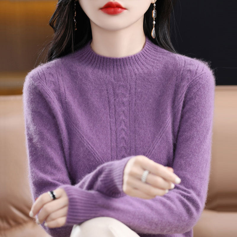 Womens Fashionable Versatile Loose-fitting Mock-neck Sweater
