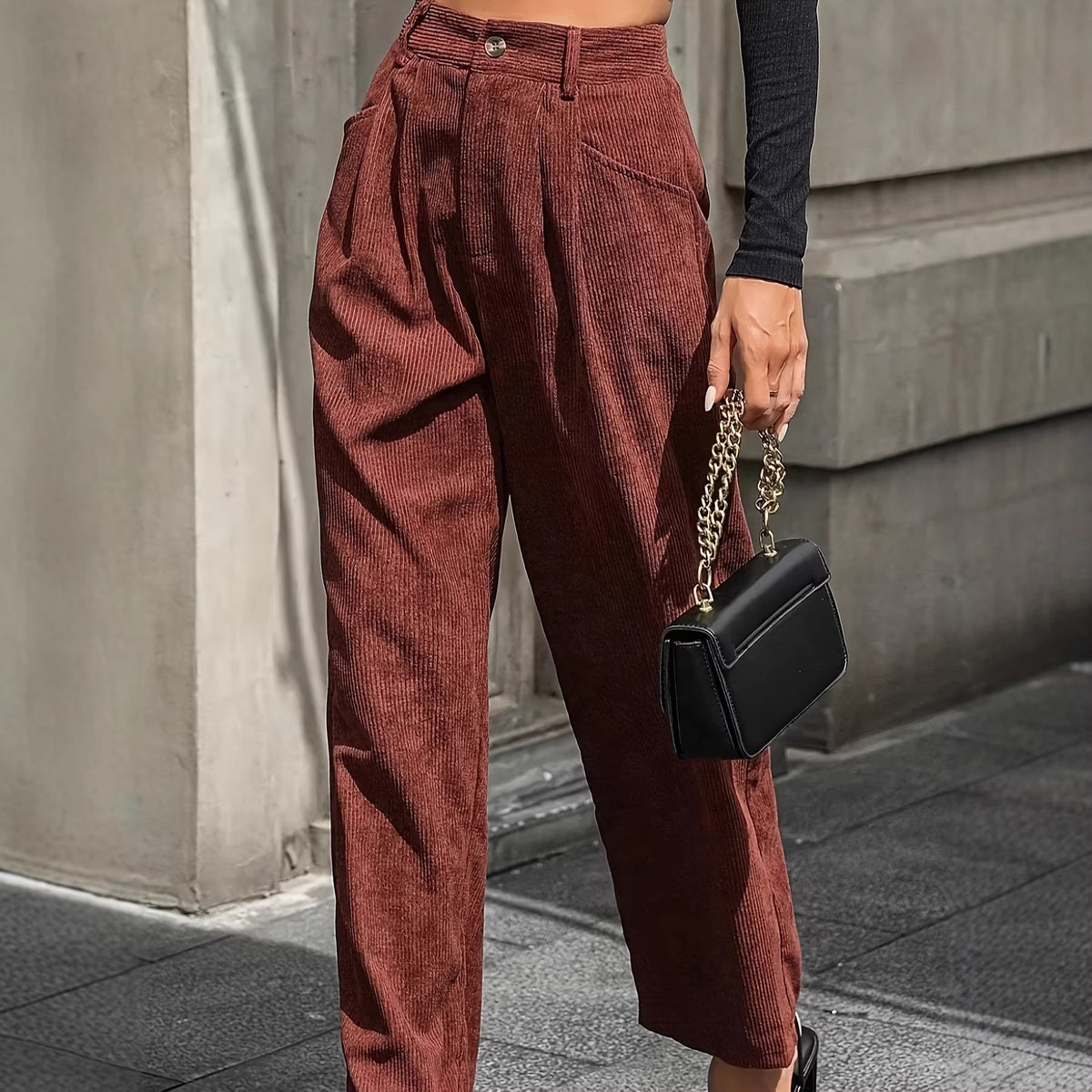 Retro Corduroy Harem Pants Womens AutumnWinter Elastic Waist