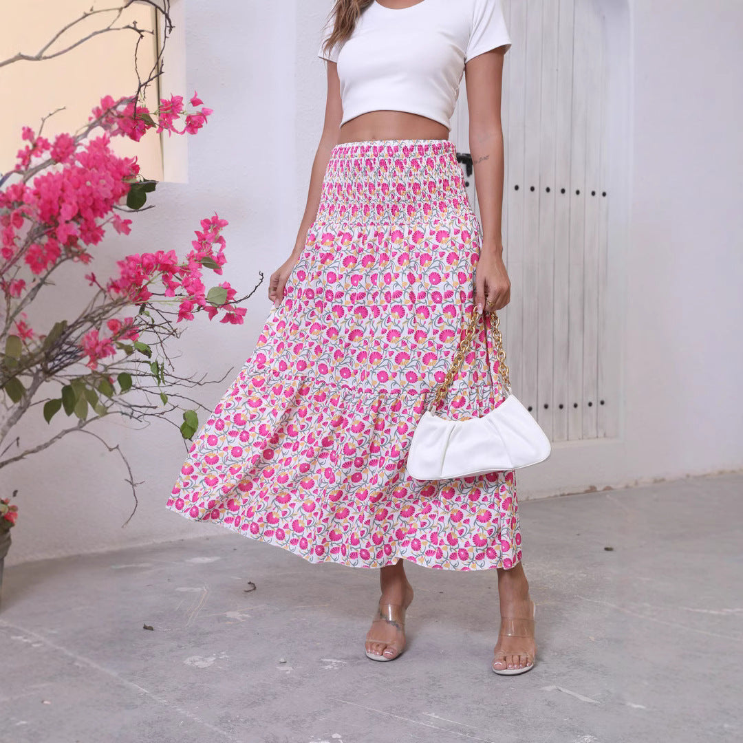 Bohemian Resort-Style Sweet Printed Maxi Skirt