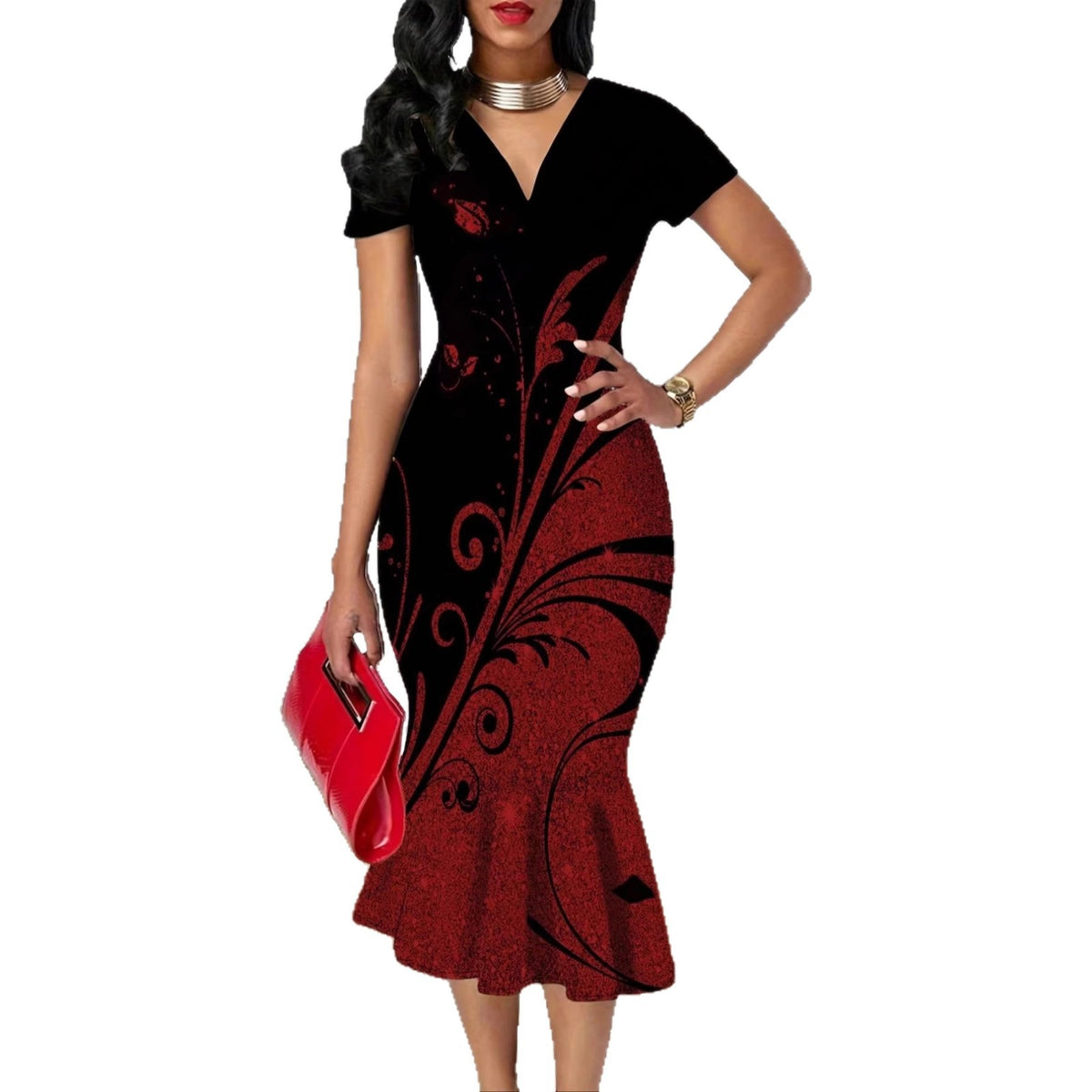 Fashionable And Comfortable Short-sleeve Sheath Dress