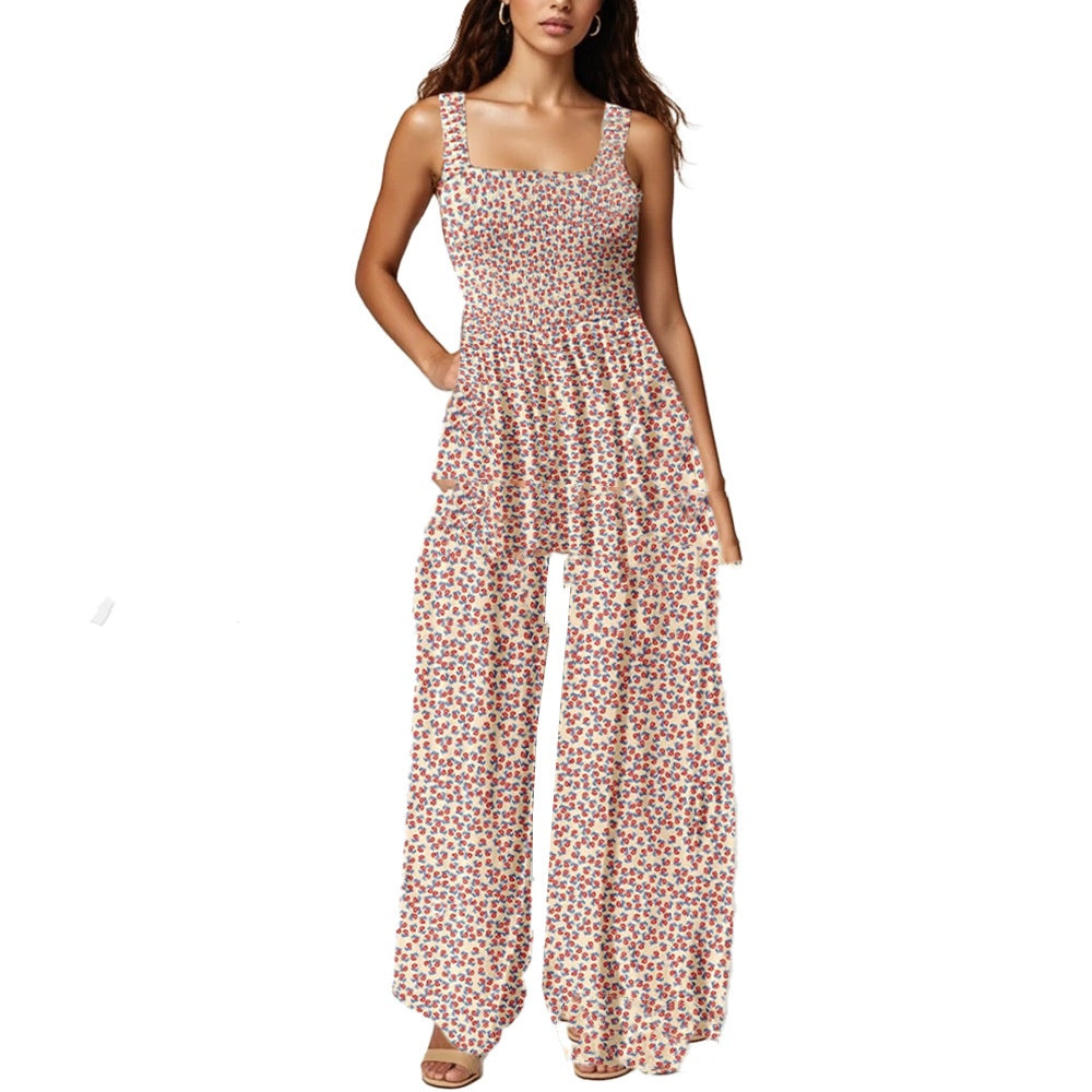 Bohemian Strap Print Jumpsuit
