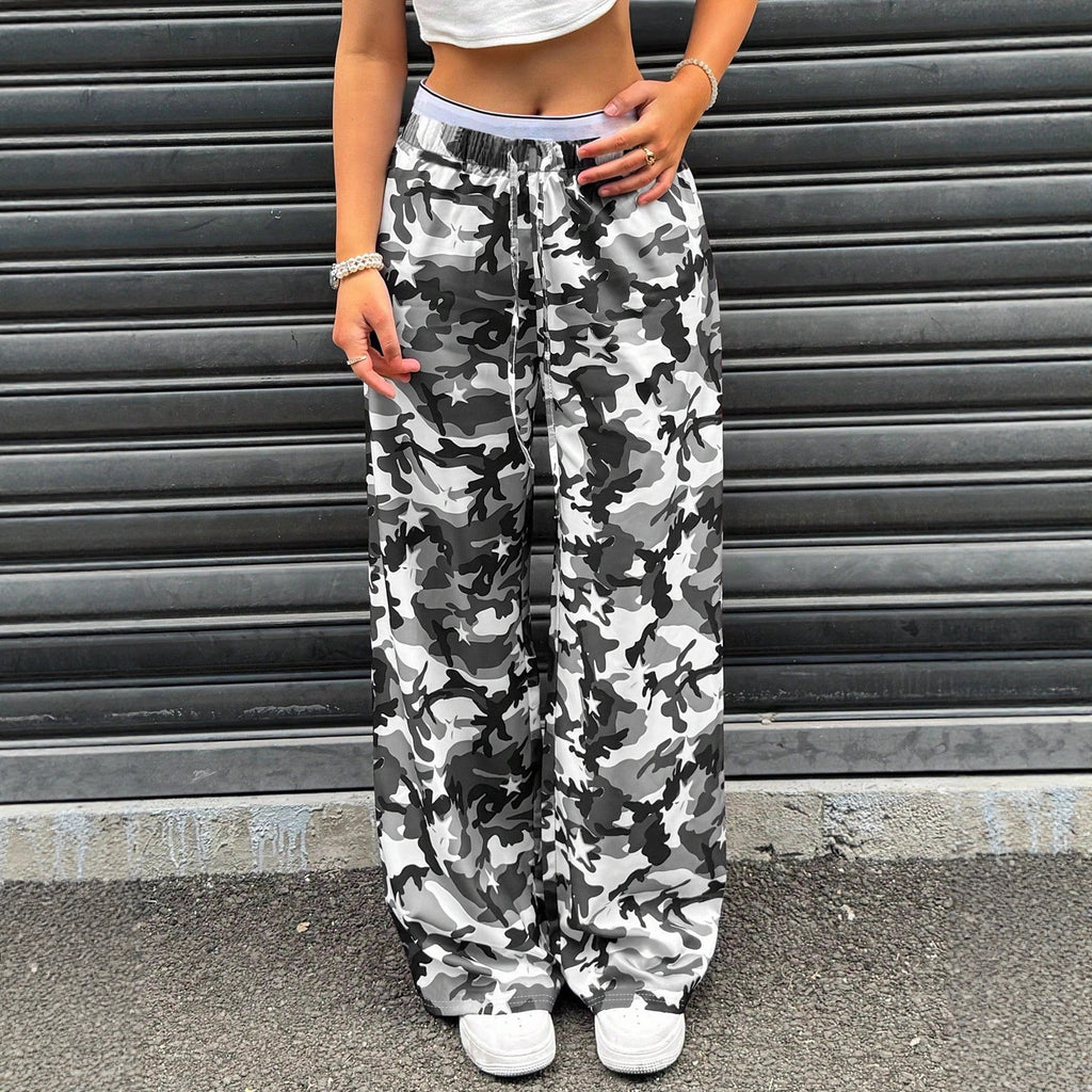 New Camouflage Fashionable Slimming Low-Waist Straight-Leg Pants