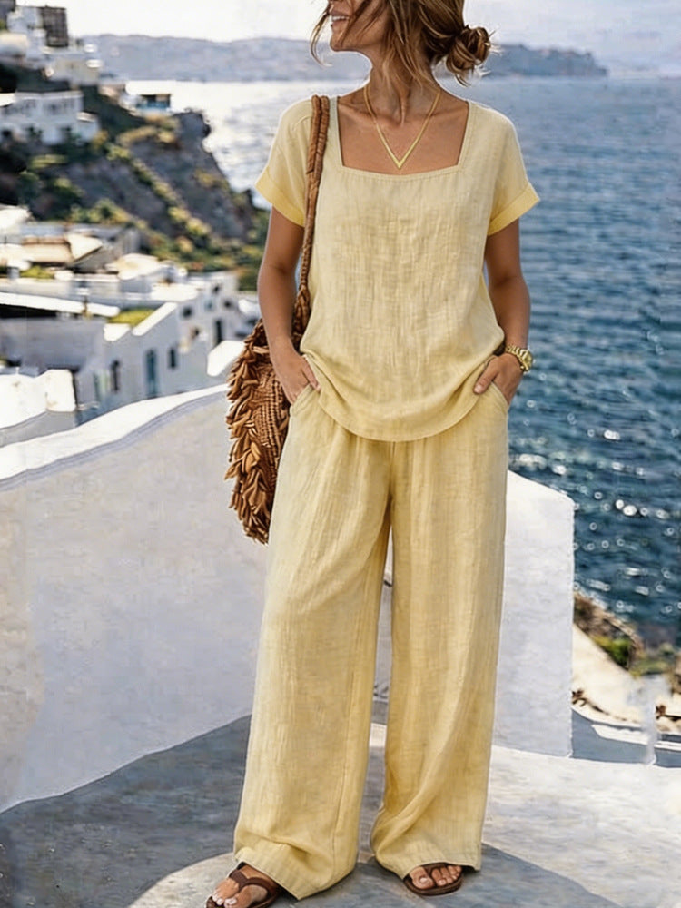 Women's Square-Neck Short-Sleeve Pantsuit