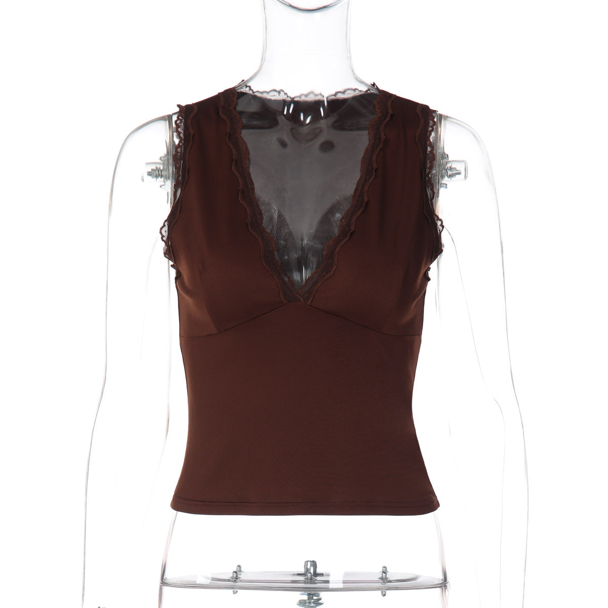 Lace-trimmed Deep-V Sleeveless Camisole For Women