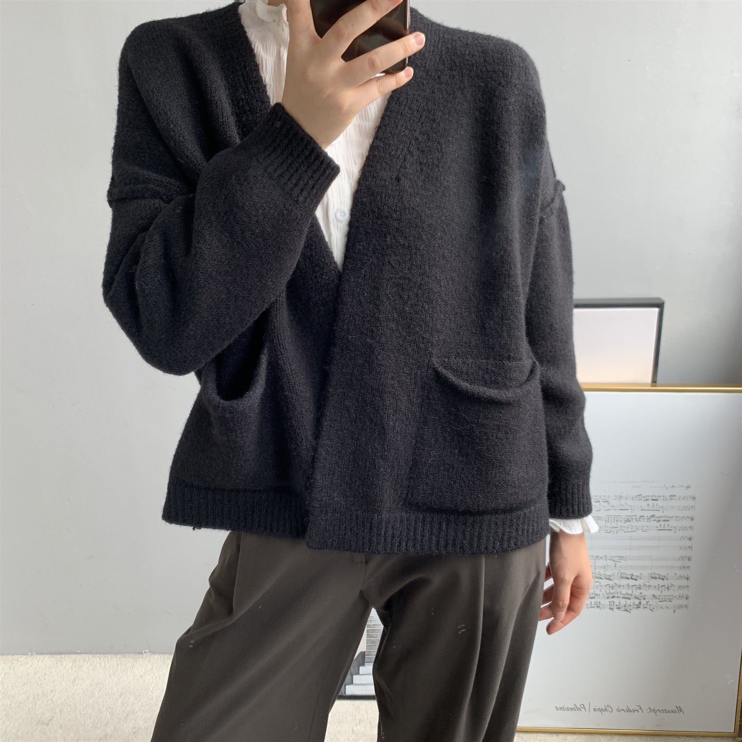 Casual Knitted Cardigan Laid-back Style Womens