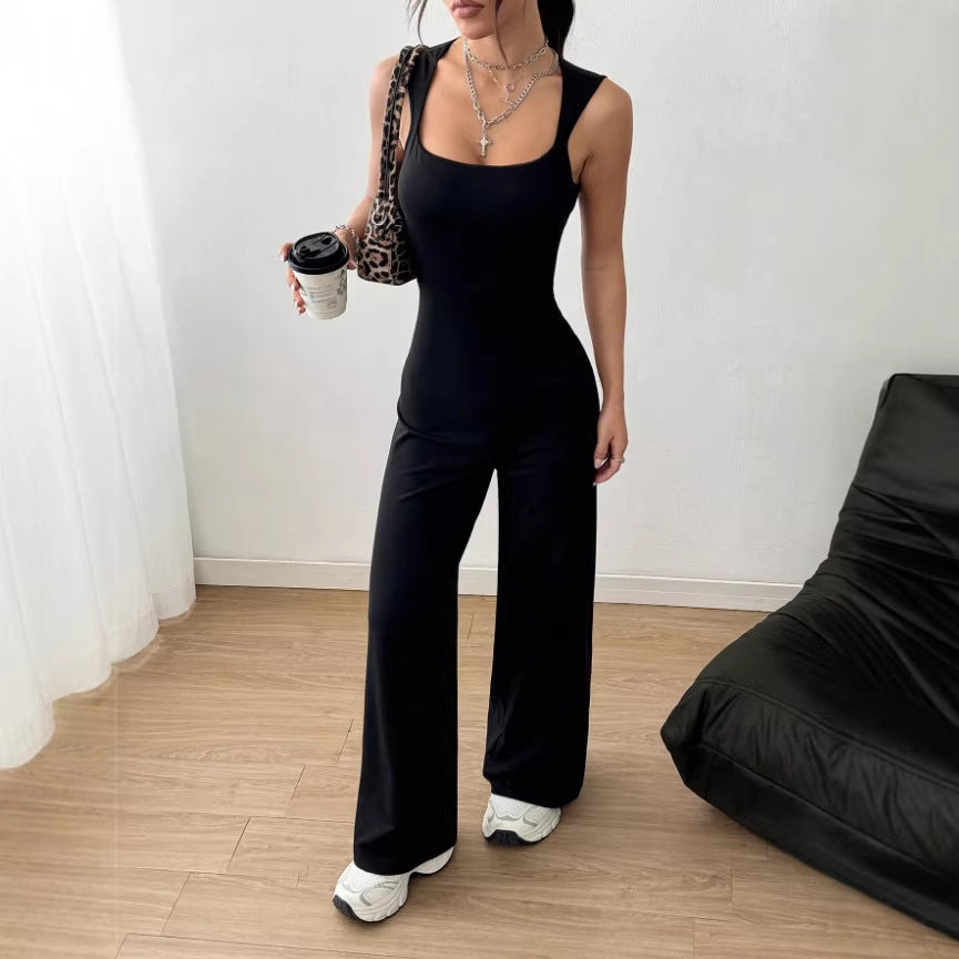 Womens Minimalist Everyday Outfit Stretchy Strap Jumpsuit For Sports And Yoga