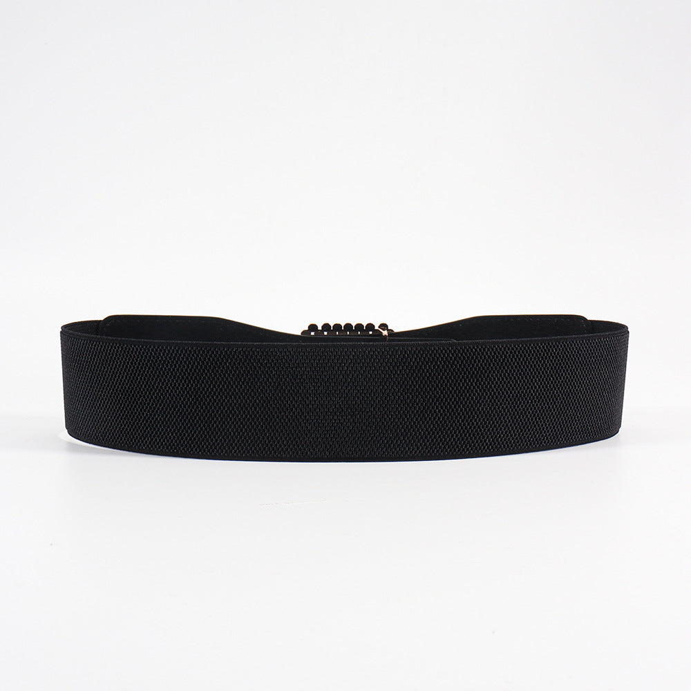 Black Rhinestone Elastic Waist Belt for Women