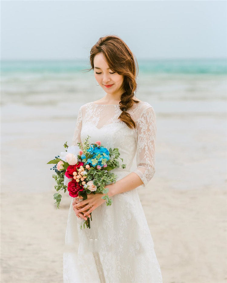 Sweet Short Lace Light Wedding Dress Forest-style Pastoral Beach