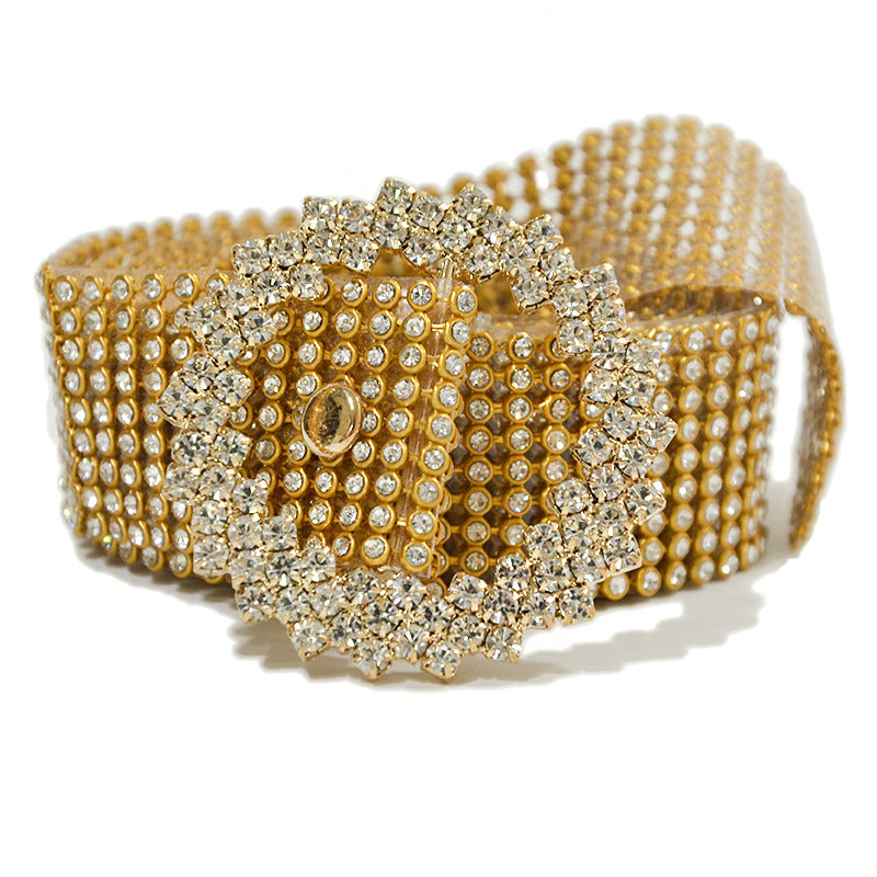 Women's Corset Belt with Decorative Diamond Detail