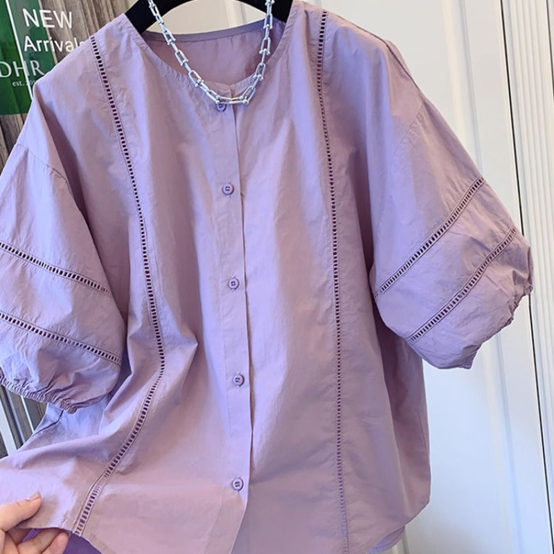 Incredibly Stylish French-style Chic Puff-sleeve Short-sleeve Shirt
