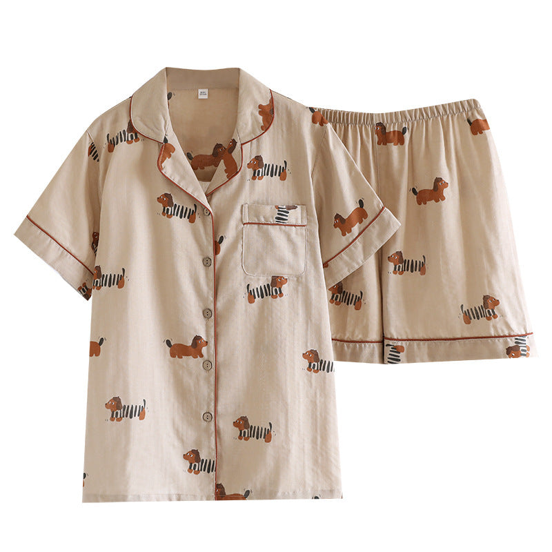 Couples Pajamas Youth Summer Thin Cartoon Short-Sleeve Short-Set